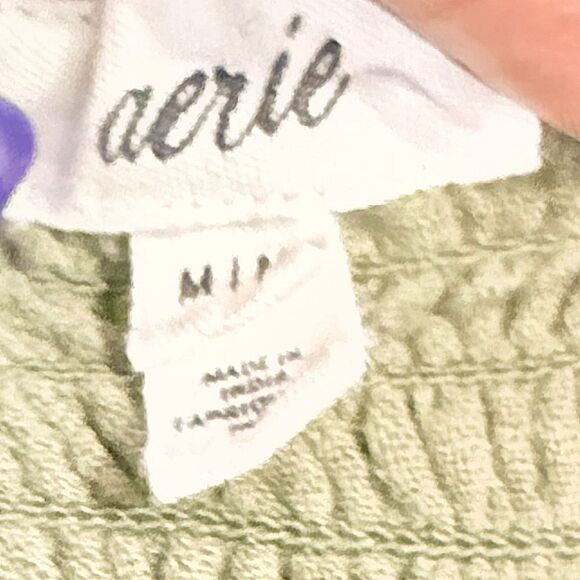 Aerie Pool To Party Boho Olive Green Crochet Halter Mini Cottagecore Dress Sz M - Picture 7 of 11